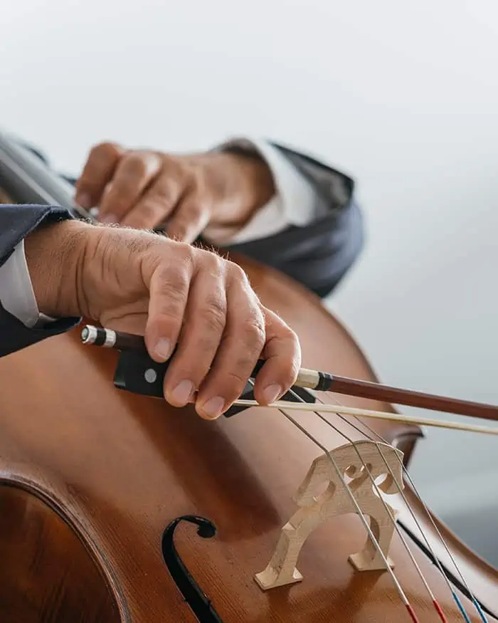 Professional cellist performing
