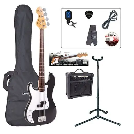 Encore E4 Bass Guitar Left Hand Outfit, Black Review
