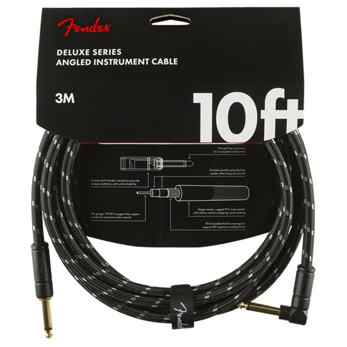 Fender Deluxe 10Ft Straight Angle Instrument Cable Review 1