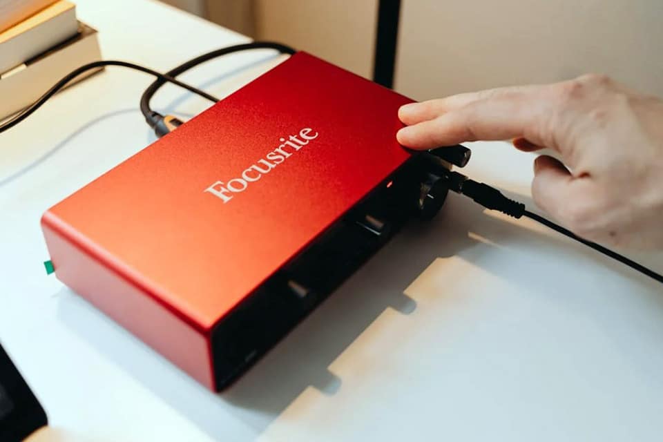 Audio Interface Electronic Device On A Desk