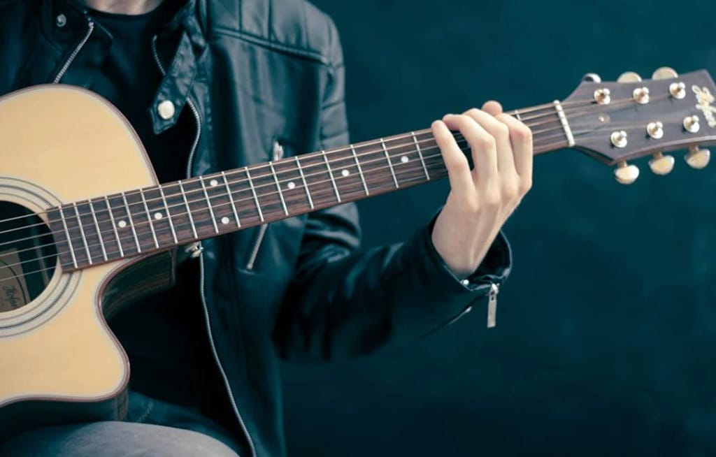 Person Holding Brown And Black Guitar