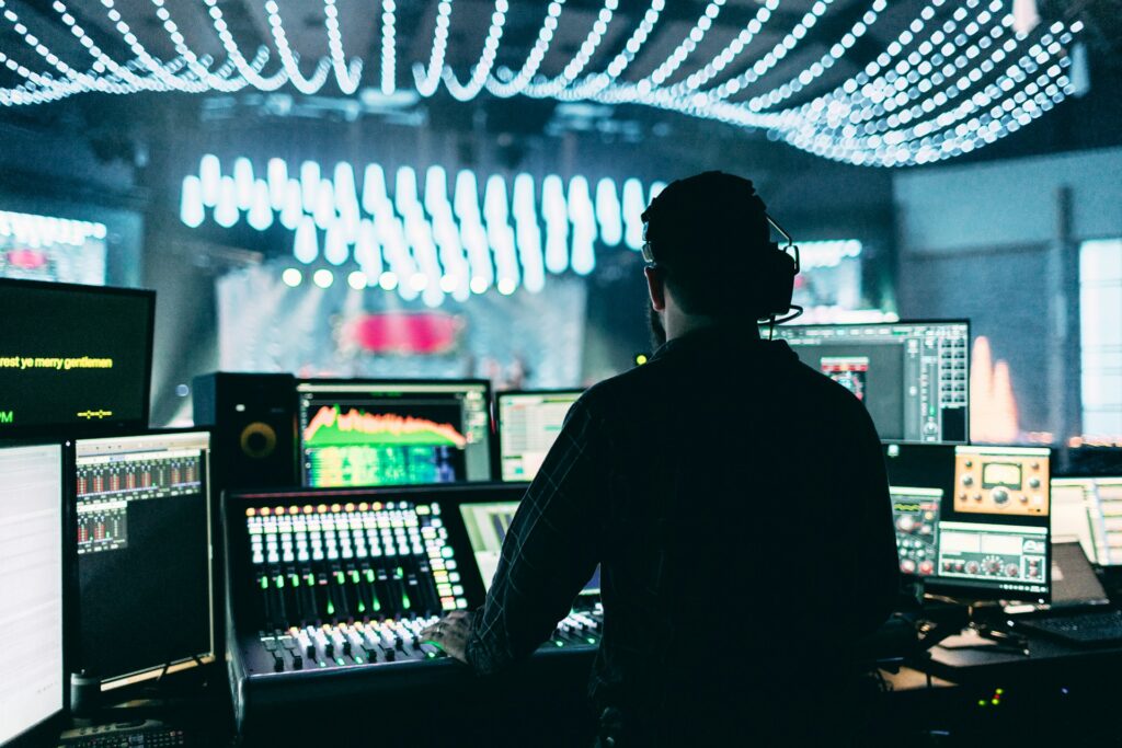 Man Using Audio Mixer