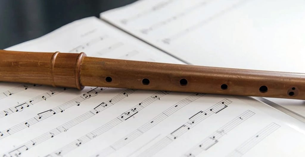 Recorder And Music Sheet
