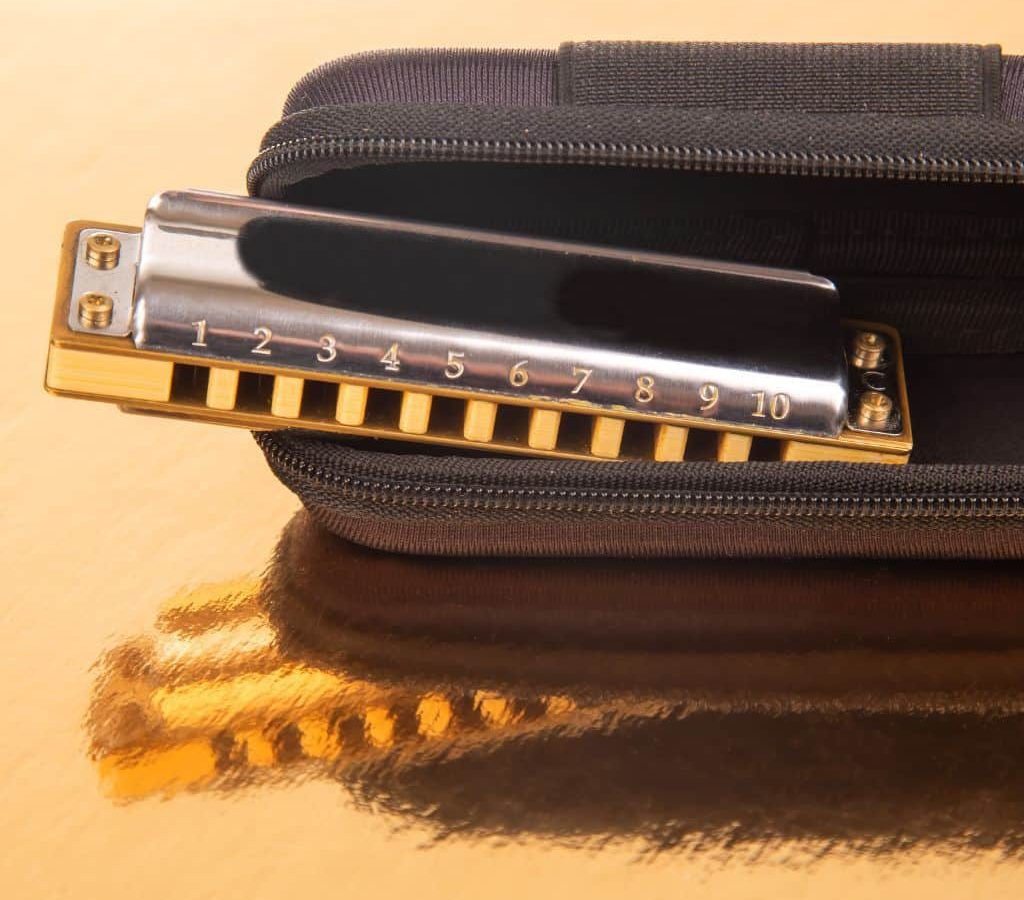A Clean Harmonica Inside A Black Case A Clean Harmonica Inside A Black Case