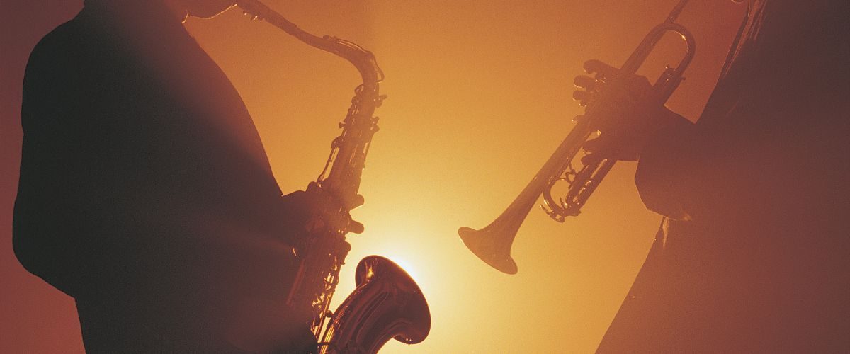 A Jazz Trumpet And Saxophone Player Playing Together A Jazz Trumpet And Saxophone Player Playing Together